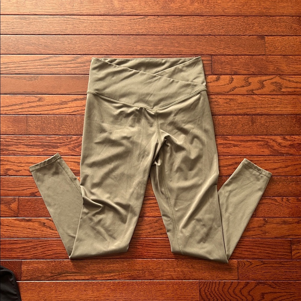 Women’s olive green cross Leggings